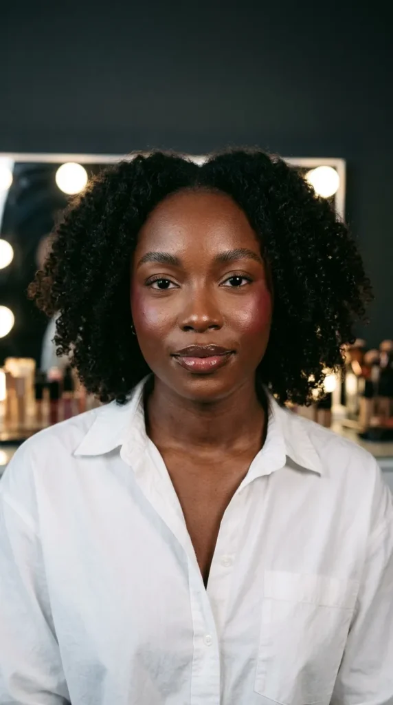 Clean girl soft glam for dark skin