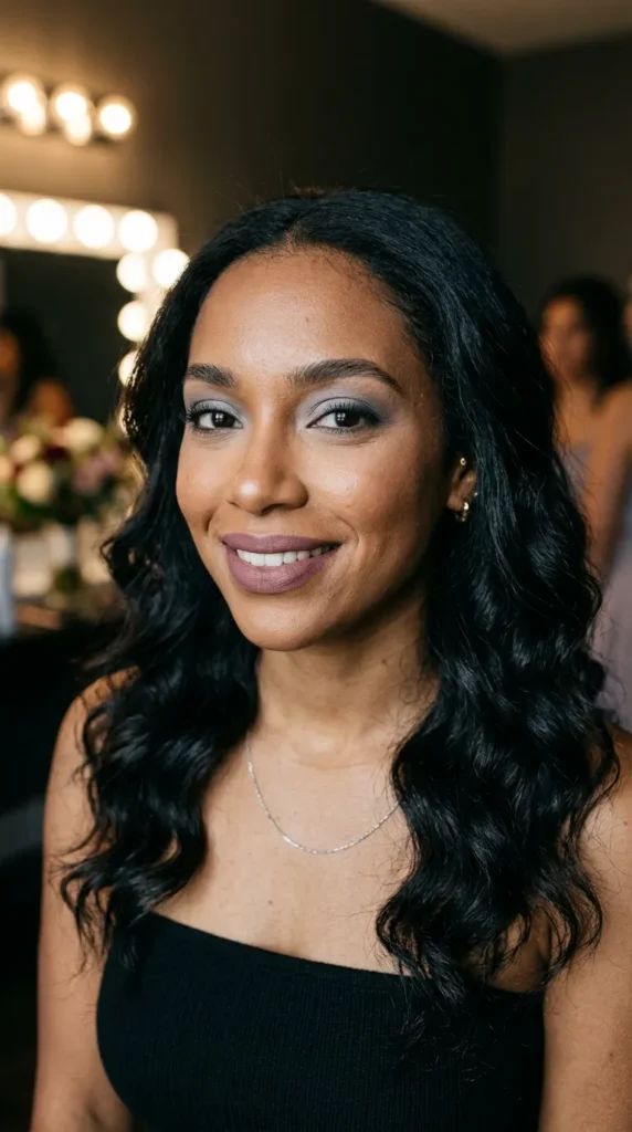 Cool toned glam with mauve lips