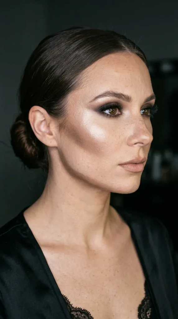 Full Glam Makeup With Bold Contour