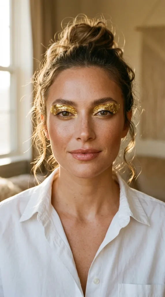 Gold Foil Eye Glam Makeup Look