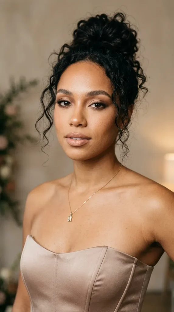 Latte makeup with creamy nude lips