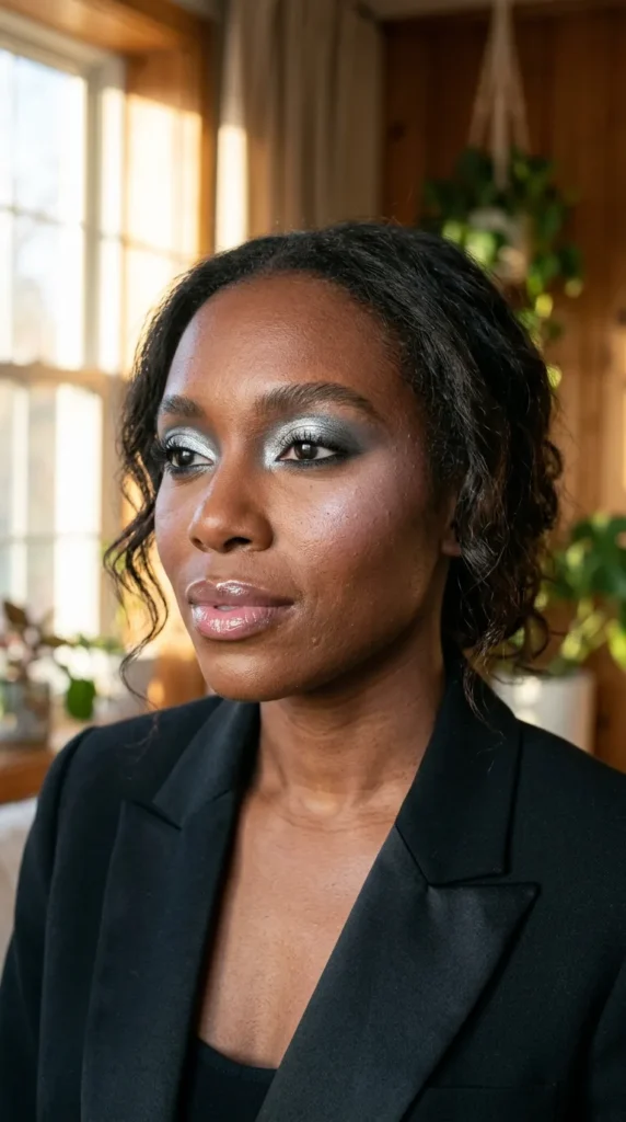 Metallic Silver Party Glam Makeup Look