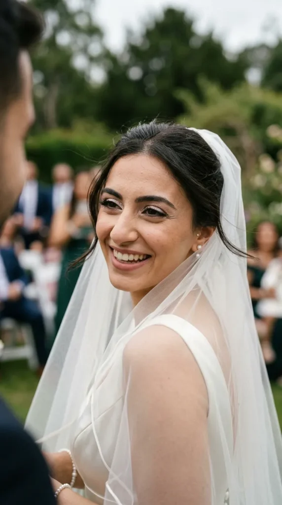 Pearl shimmer eyes for elegant bridal glow