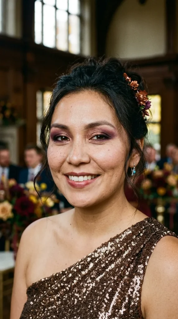 Plum and Bronze Wedding Makeup Combination