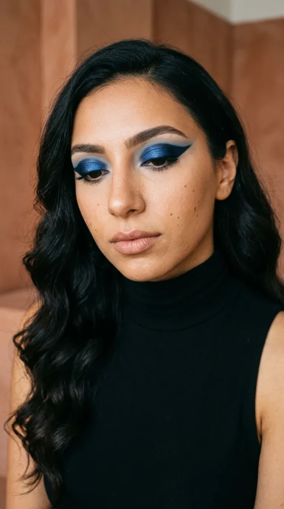 Sapphire Blue Cut Crease Glam Makeup