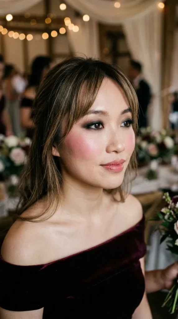 Soft smoky eyes with pink cheeks