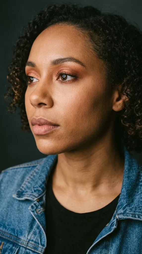 Warm copper eye makeup for deeper complexions